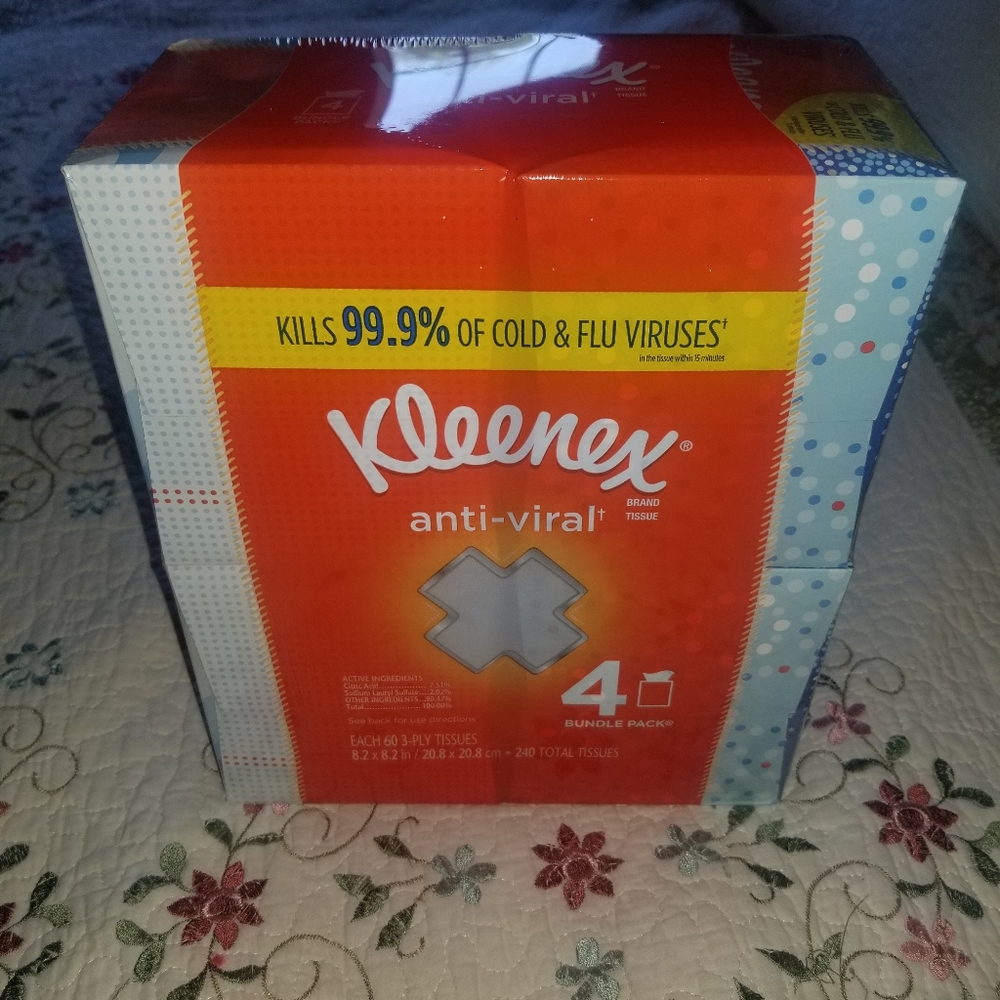 NEW 4 BUNDLE PACK KLEENEX ANTI-VIRAL TISSUE